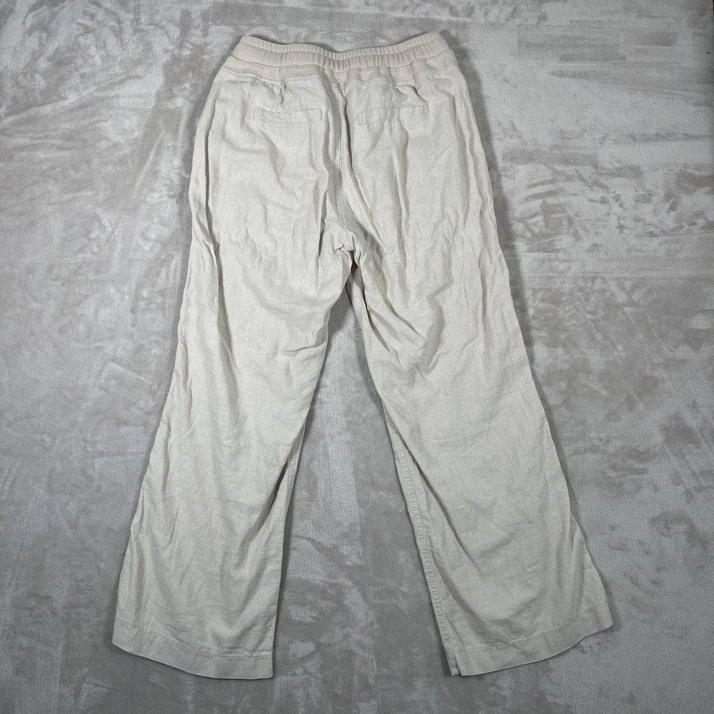 Risen Women's Pants Pull On Drawstring Linen Blend Neutral Wide Leg M Beige - Picture 8 of 8